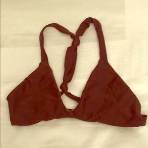 Acacia T strap swim top (maroon/wine color)